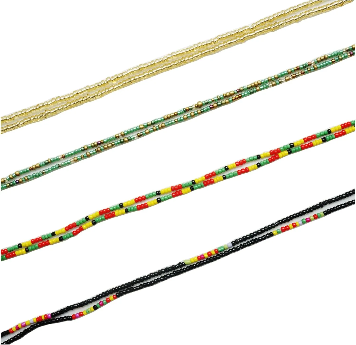 50 Inch Waist Beads for Women African Waist Beads Plus Size Layered Colorful Belly Beads Body Jewelry Non-Stretching Belly Chains4PCS