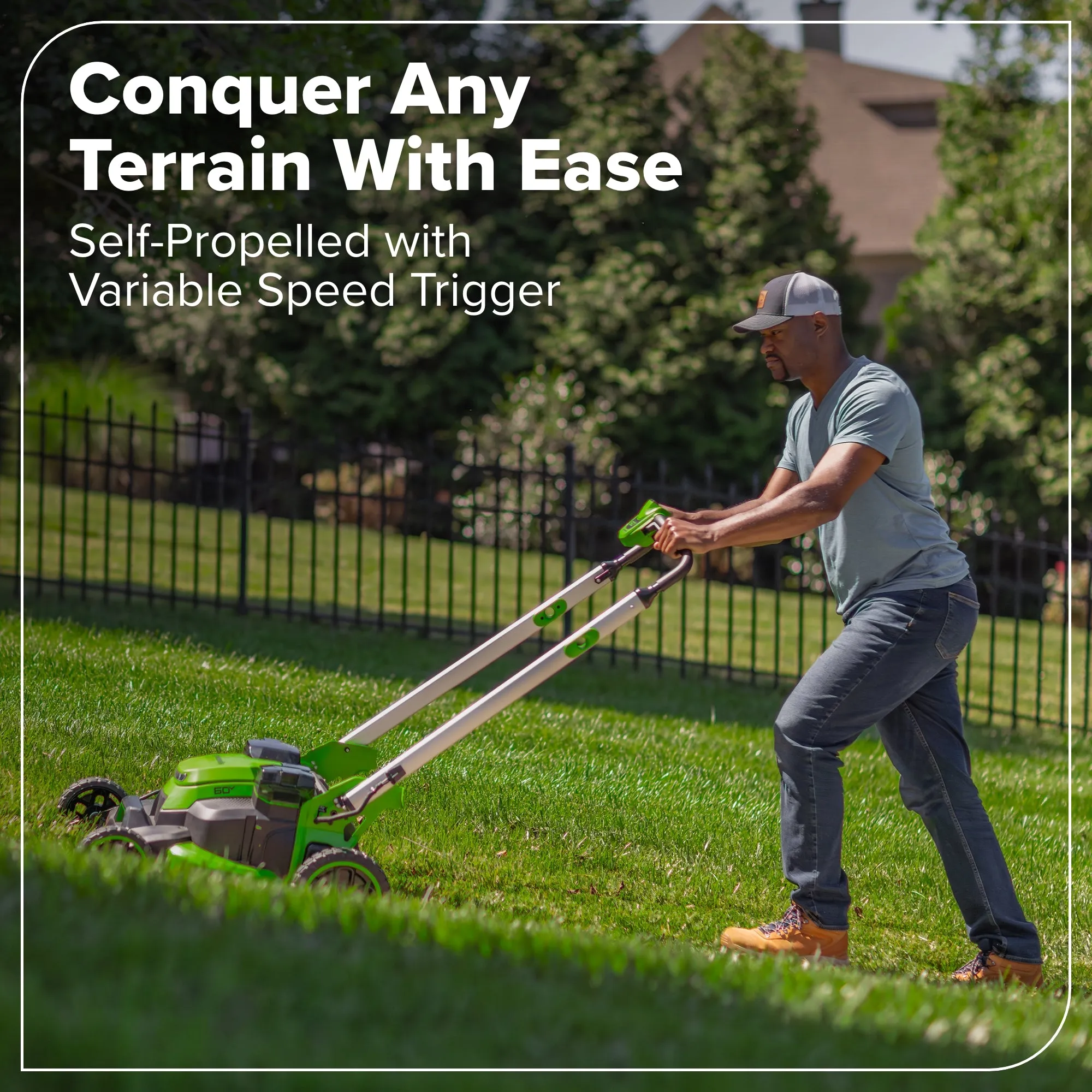 60V 25" Cordless Battery Self-Propelled Mower w/ (2) 4.0Ah Batteries and 6A Dual Port Rapid Charger