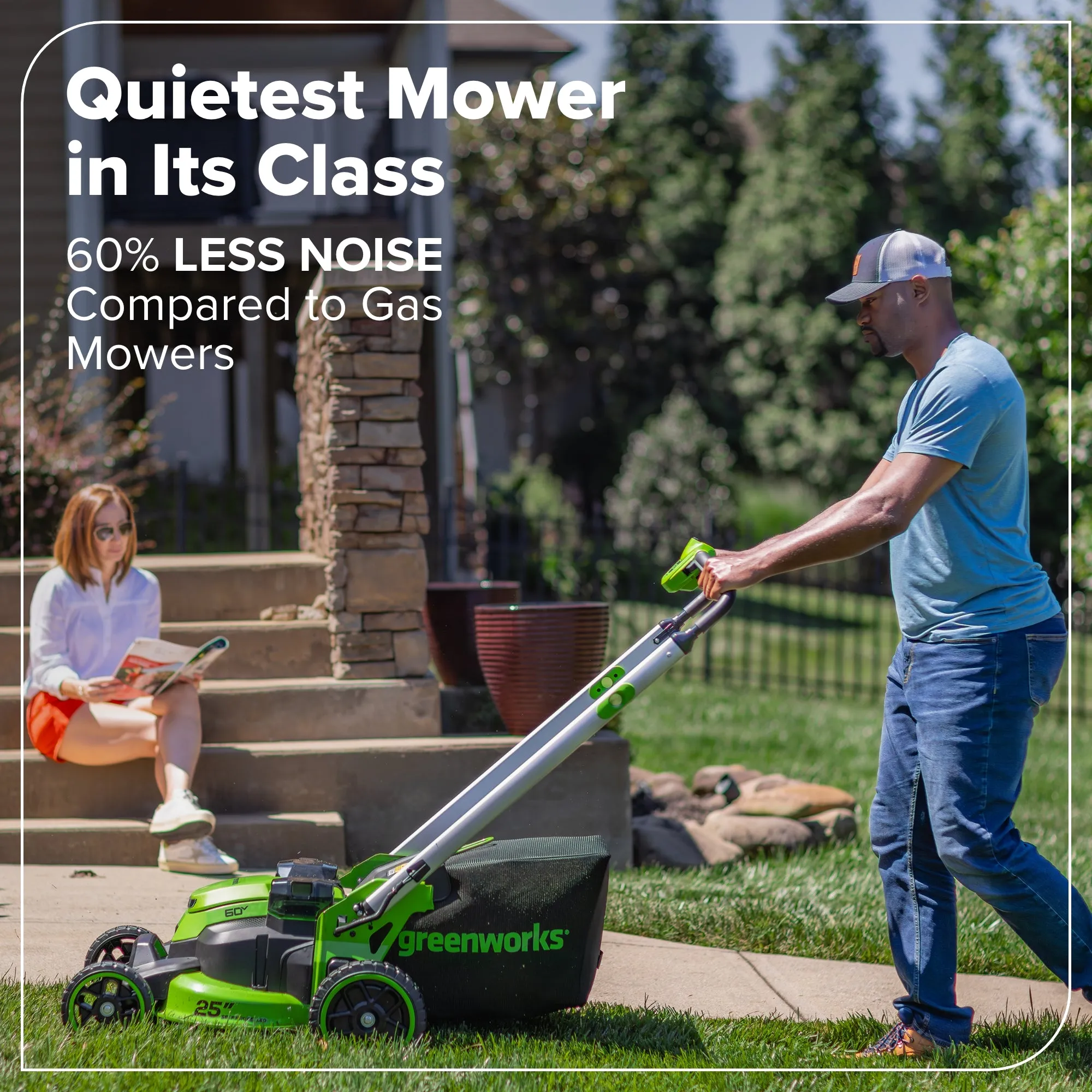 60V 25" Cordless Battery Self-Propelled Mower w/ (2) 4.0Ah Batteries and 6A Dual Port Rapid Charger