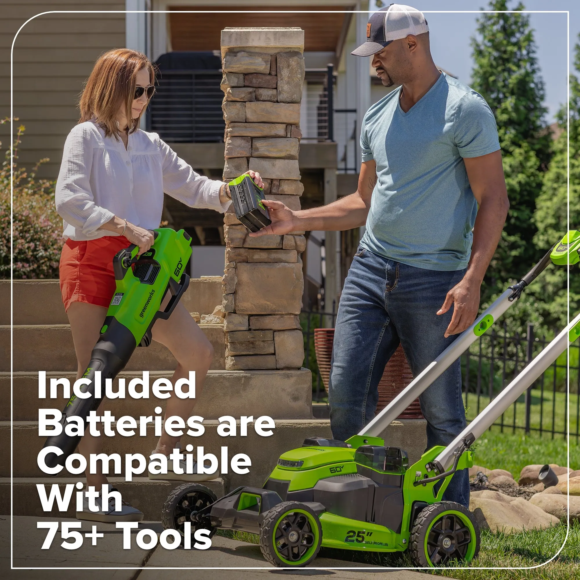 60V 25" Cordless Battery Self-Propelled Mower w/ (2) 4.0Ah Batteries and 6A Dual Port Rapid Charger
