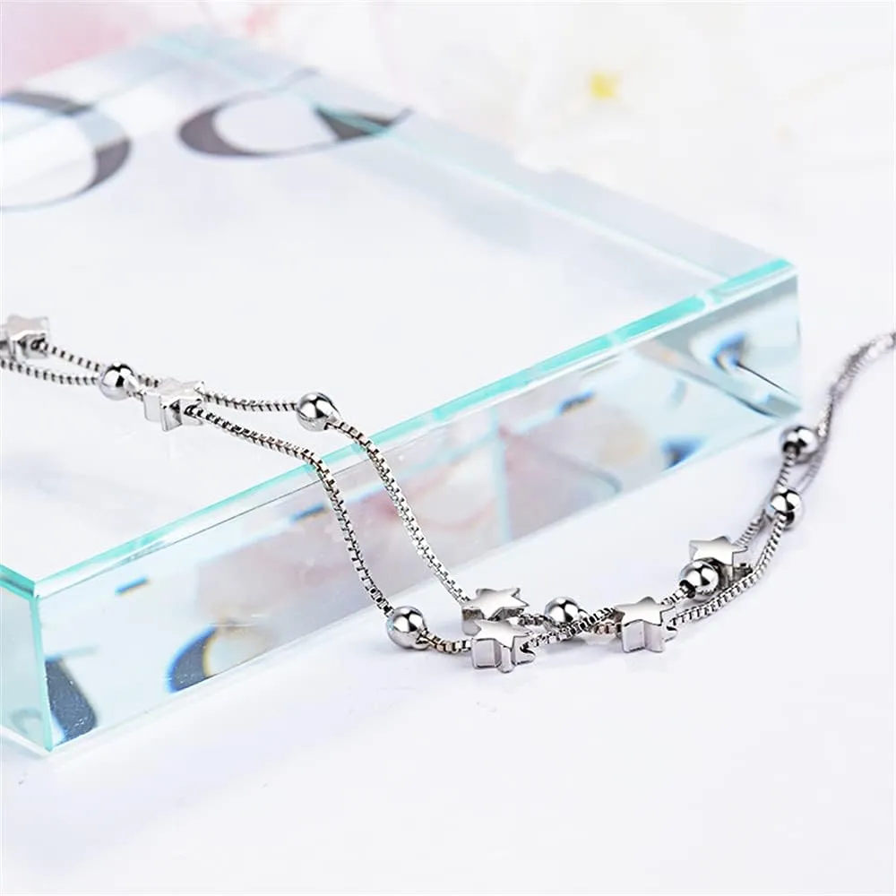 925 Sterling Silver Bracelets for Women Teens, Love Heart Charm Chain Bracelet Bangle Fashion Jewelry Gifts