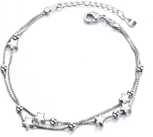 925 Sterling Silver Bracelets for Women Teens, Love Heart Charm Chain Bracelet Bangle Fashion Jewelry Gifts
