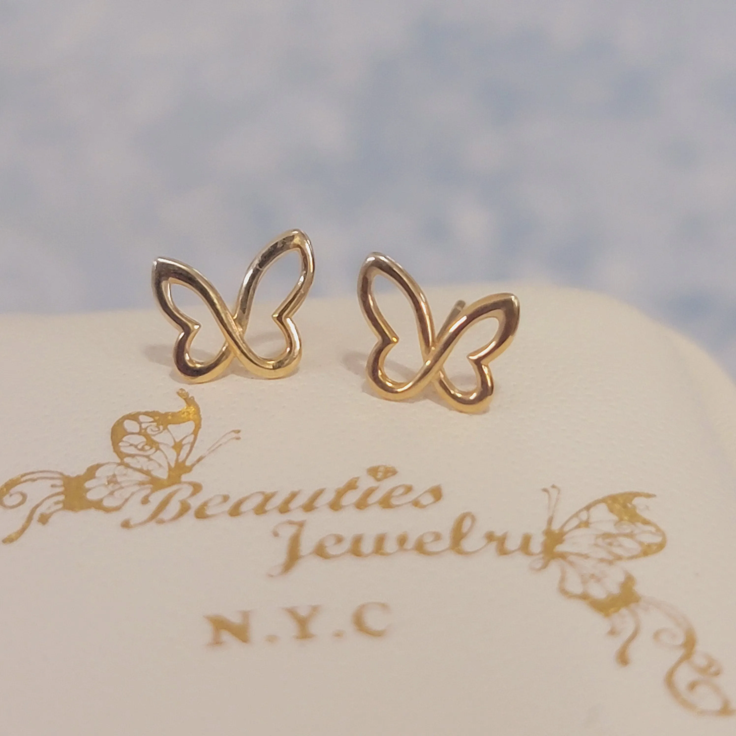 Butterfly Earrings, 14k Gold Stud Earrings, Dainty Cute Earrings, Minimalist Earrings