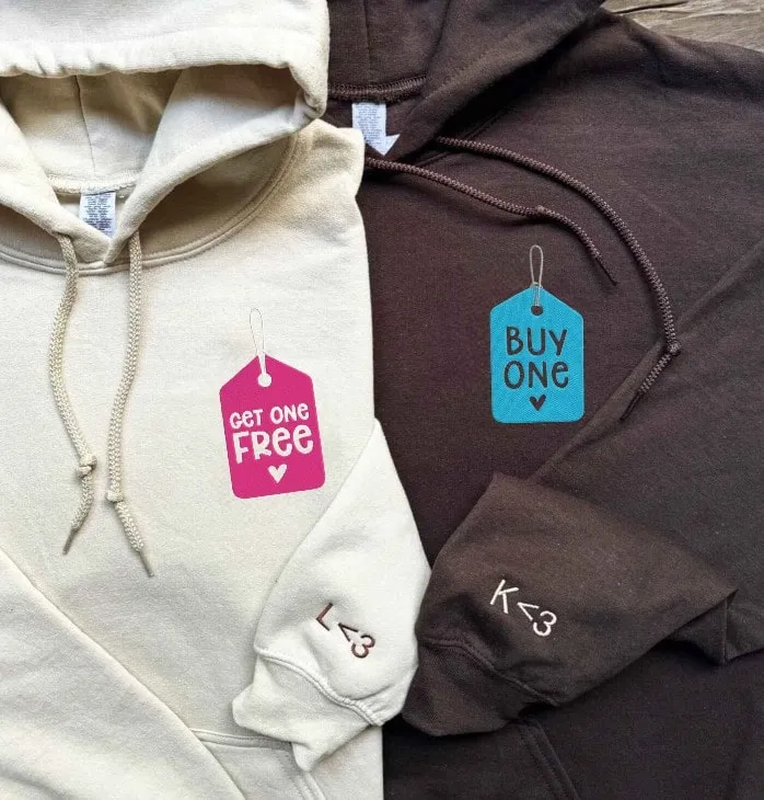 Buy One Get One Free Couple Sweatshirts - Custom Embroidered Matching Hoodies For Couples