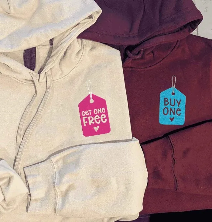 Buy One Get One Free Couple Sweatshirts - Custom Embroidered Matching Hoodies For Couples