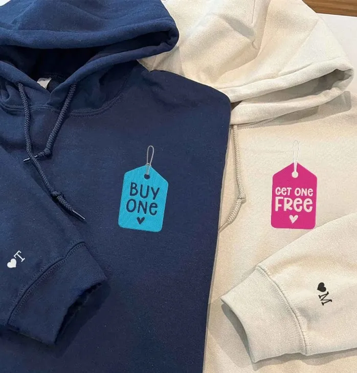 Buy One Get One Free Couple Sweatshirts - Custom Embroidered Matching Hoodies For Couples