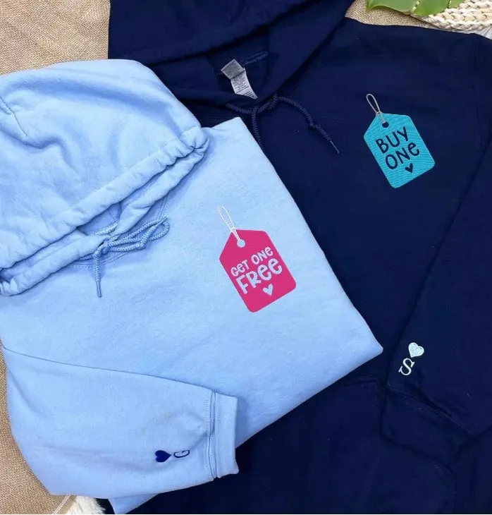 Buy One Get One Free Couple Sweatshirts - Custom Embroidered Matching Hoodies For Couples