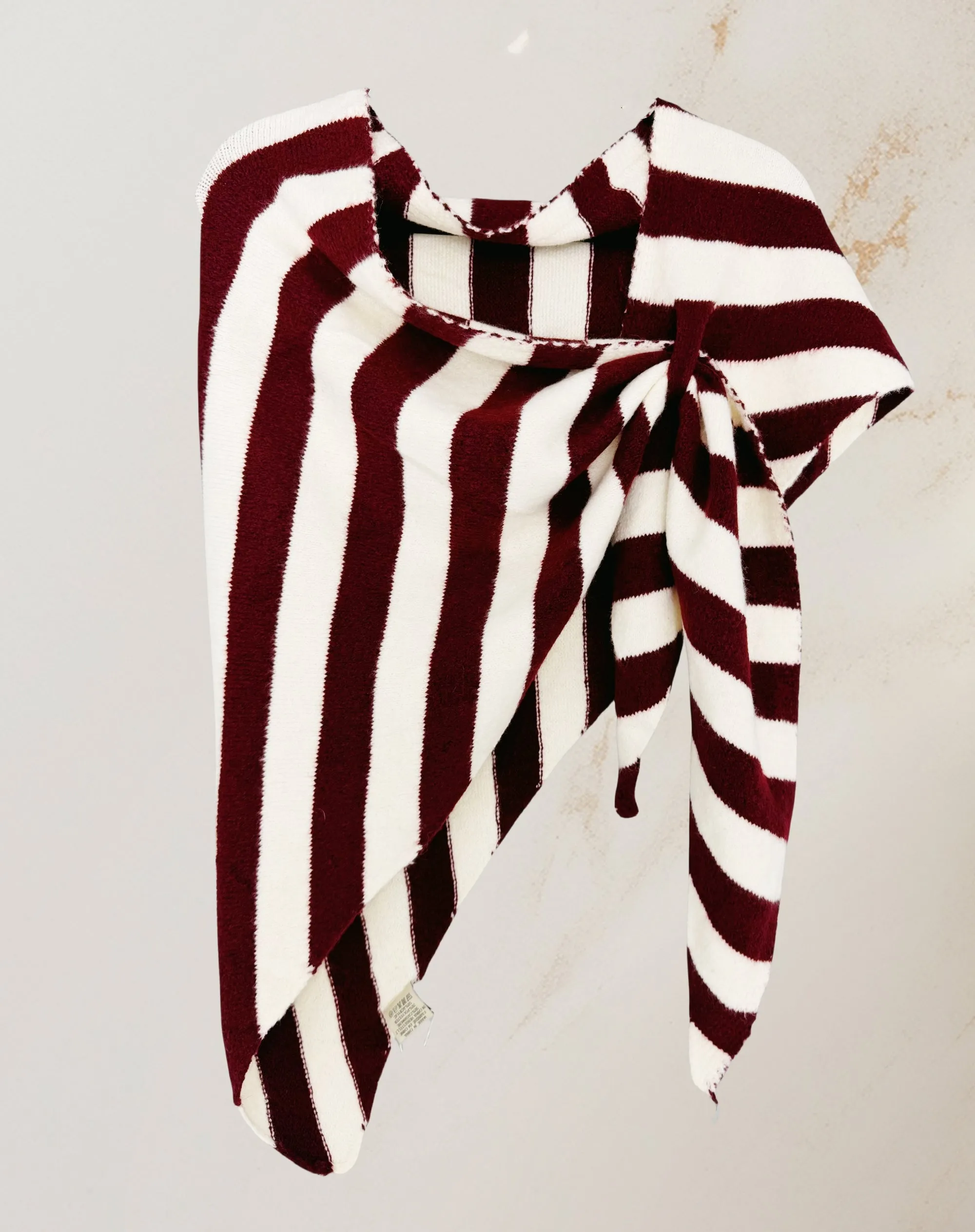 Cashmere-Blend Stripe Triangle Shawl with Cross-Front Design