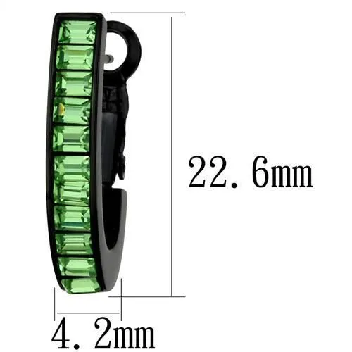 CJE2534 Wholesale Women's Stainless Steel IP Black Top Grade Crystal Peridot Earrings