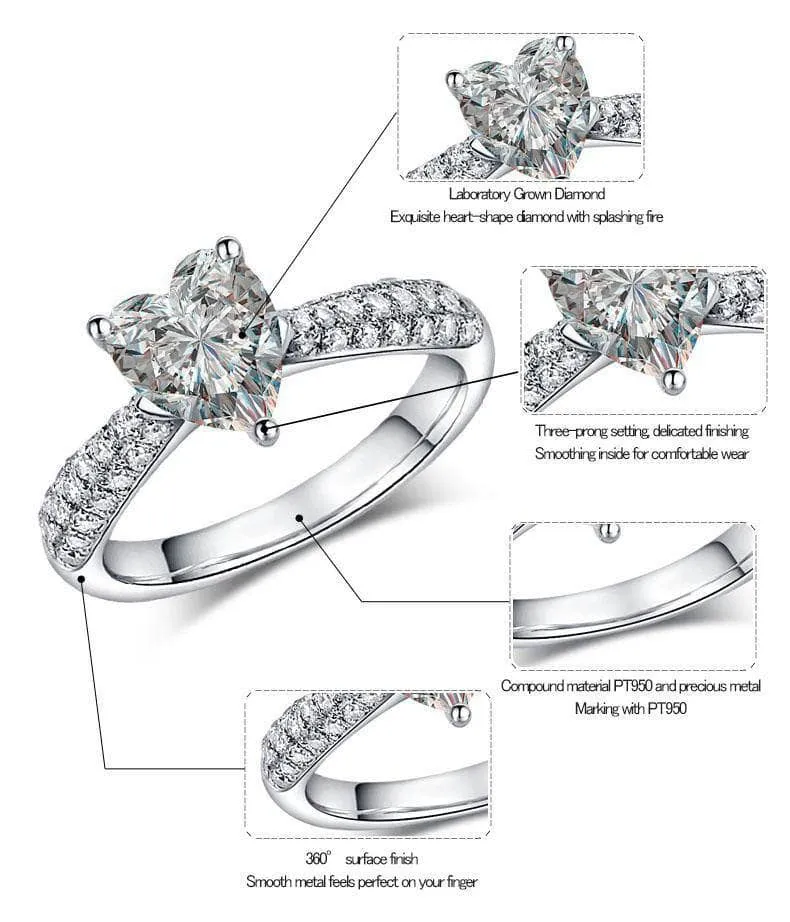 Created Diamond Romantic Heart-shaped Ring