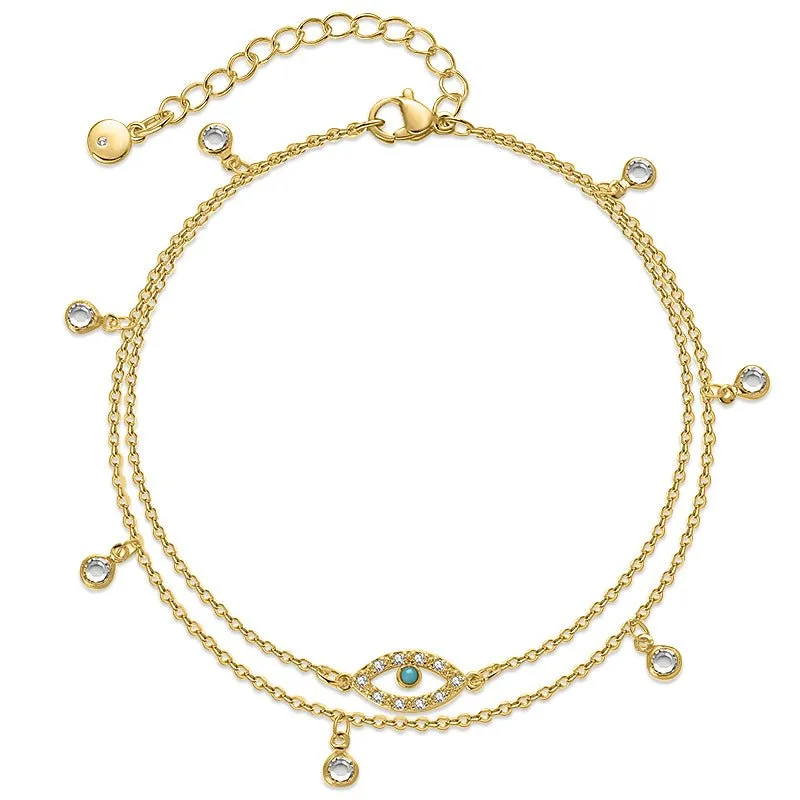 Dewdrop Evil Eye Anklet
