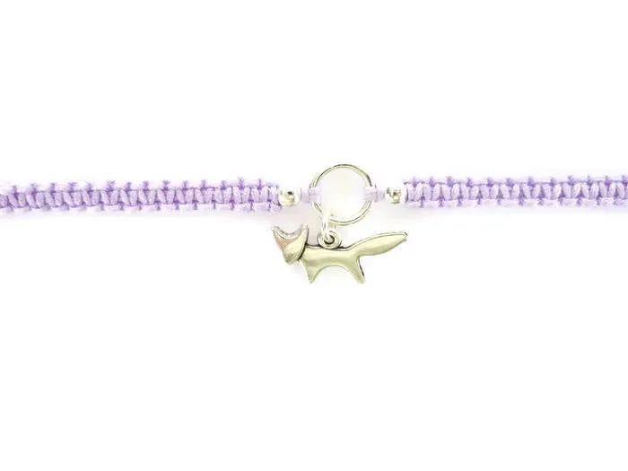 Fox Bracelet - Fox Macrame Charm Bracelet. Friendship Bracelet. Stacking Bracelet. Choice of Colours.
