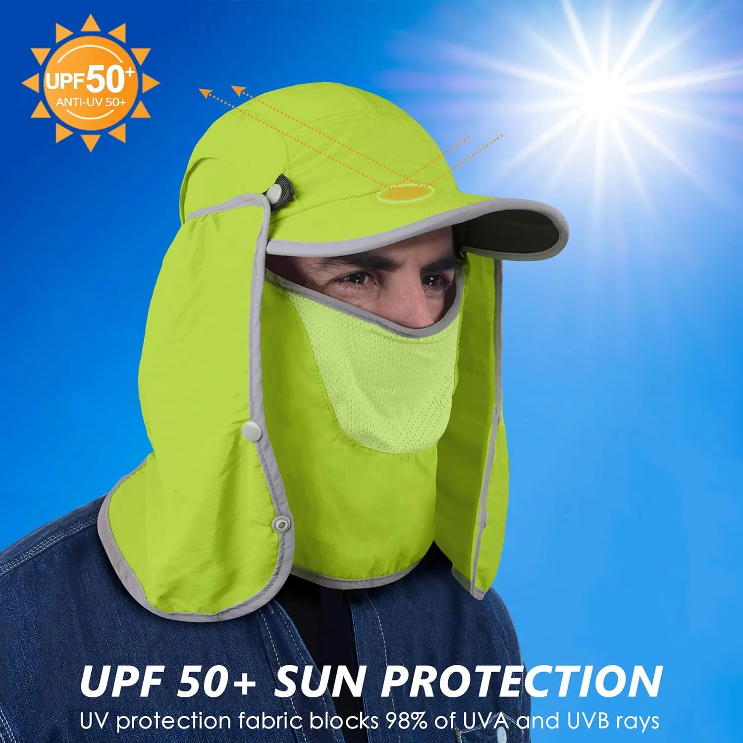 GADIEMKENSD UPF 50  Folding Fishing Hat 360 Outdoor Sun Hat