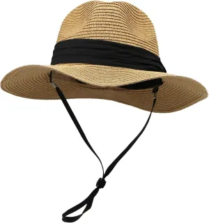 Girls Floppy-Straw-Hat Wide Brim Summer-Beach-Sun-Hat Packable Panama Hat for Kids 9-18 Years