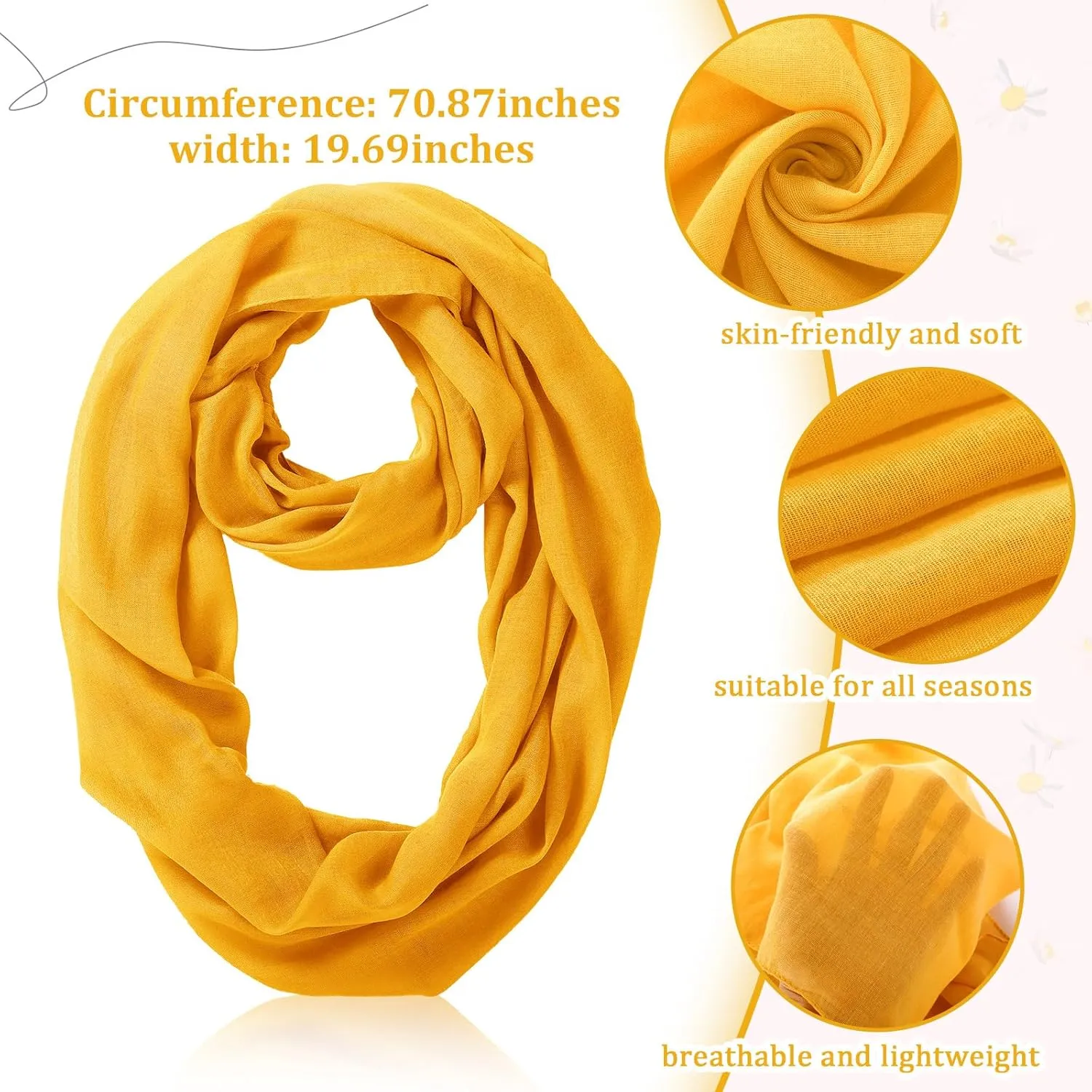 Handepo 6 Pcs Women Infinity Scarf Solid Color Lightweight Loop Scarf Winter Soft Neck Warmer for Women Men