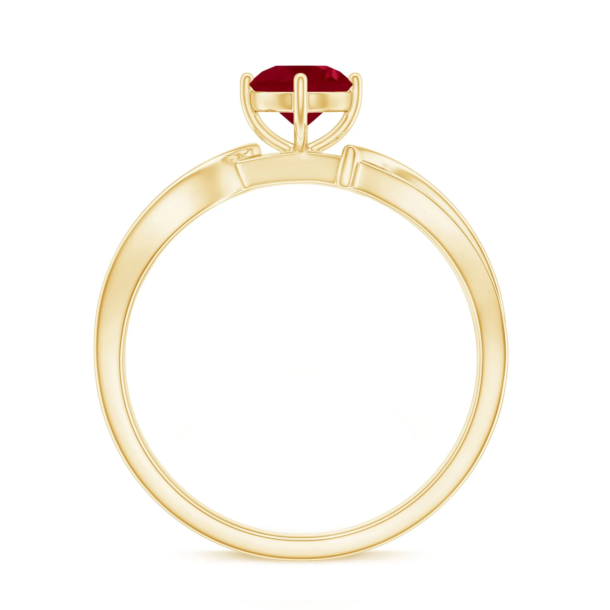Infinity Shank Ruby Solitaire Engagement Ring with Diamond