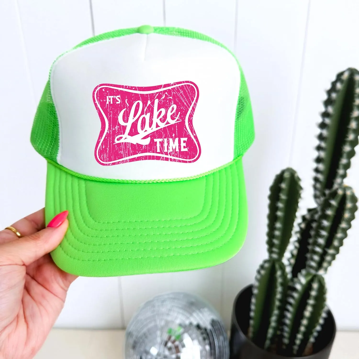 It's Lake Time Summer Classic 5 Panel Foam Front Mesh Snap Back Trucker Hat