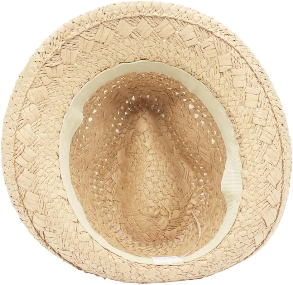 Kids Straw Fedora Sun Hat Short Brim Panama Jazz Hat Roll Up Trilby Bowler Cap for Small Boys Girls