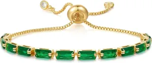 KissYan Tennis Bracelet for Women, 14K Gold Plated Cubic Zirconia Adjustable Slider Bracelets Trendy Jewelry Gift