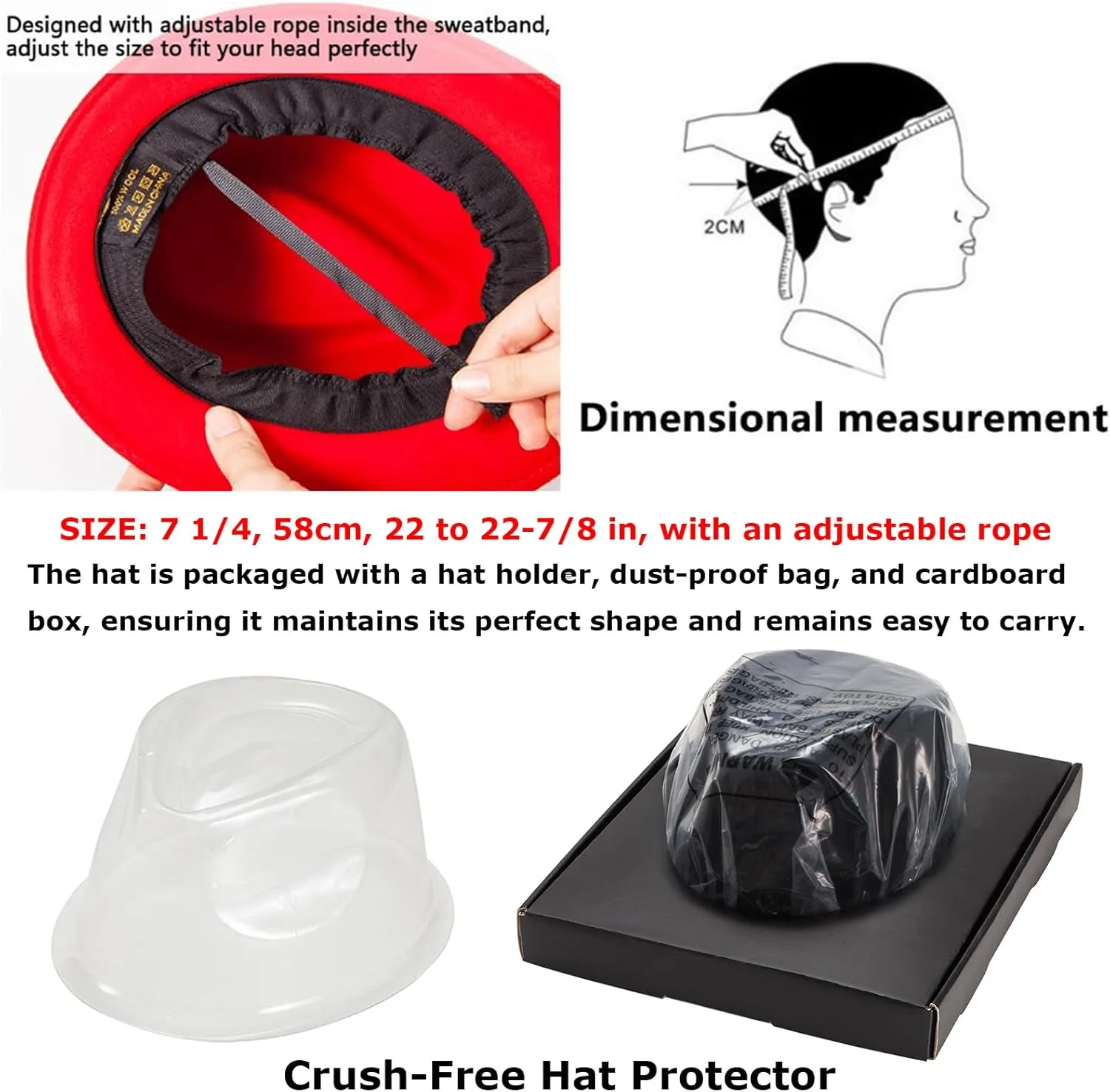 LADYBRO Straw Trilby Fedora Hat for Men 1920s Short Brim Wool Felt Panama Cap 7 1/4