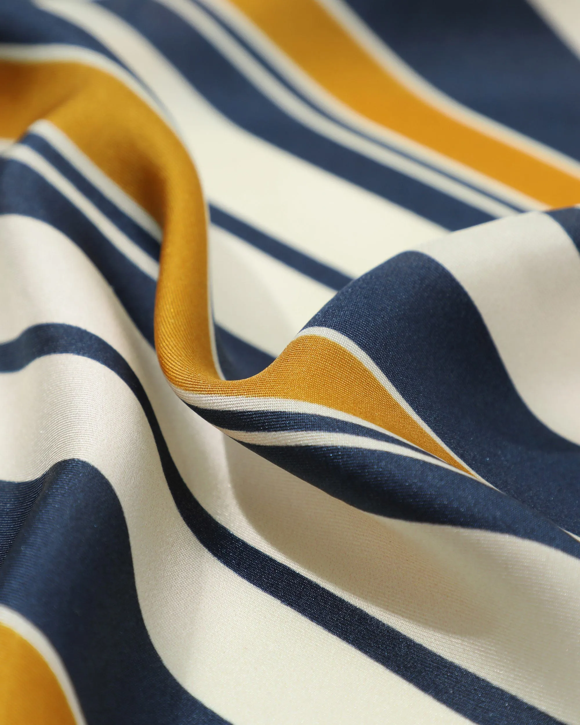 Luxury Striped Twill Silk Square Scarf