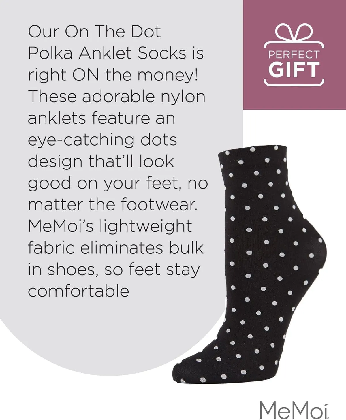 MeMoi Women's On The Dot Polka Double Stretch Anklet Sock