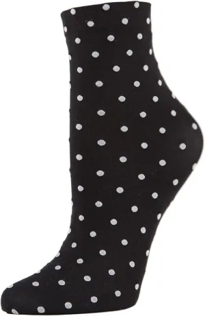 MeMoi Women's On The Dot Polka Double Stretch Anklet Sock
