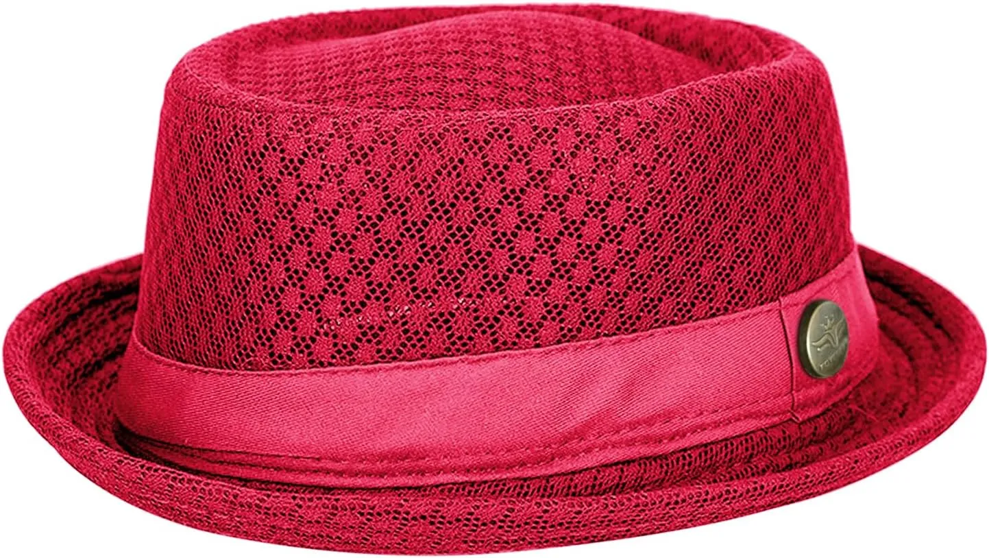 Men Fedora Hat Breathable Mesh Sun Protection Short Brim Trilby Hat Summer Beach Gatsby Party Travel Camping Headgear