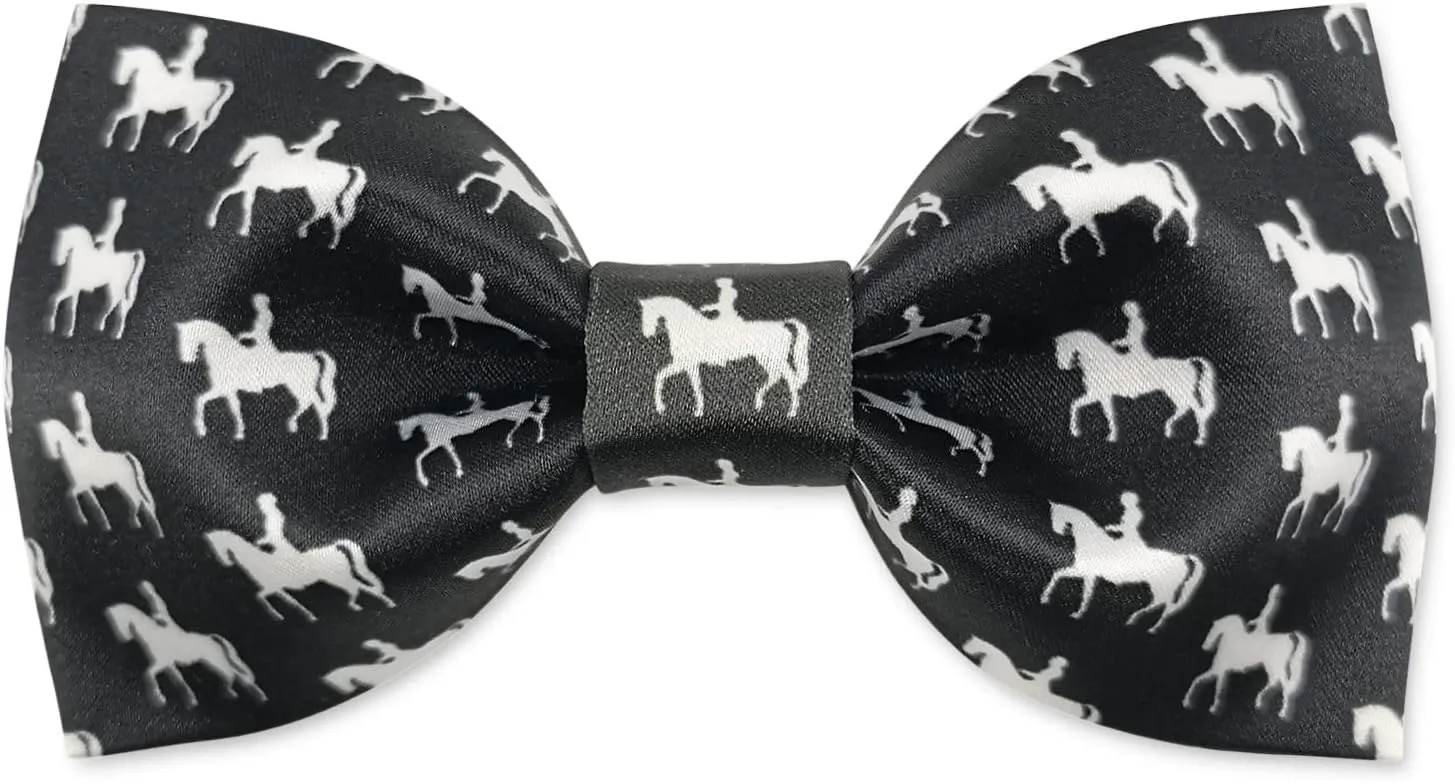 Men's 100% Satin Silk Racehorse Bow Ties Pre-tied Solid Horse Racing Bowtie