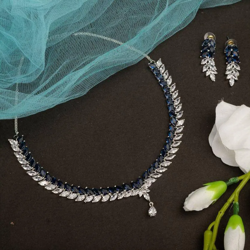 Navi - CZ Necklace Set with Earrings
