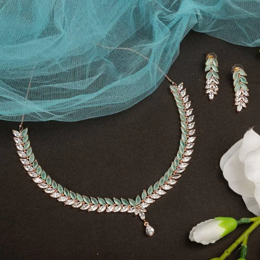 Navi - CZ Necklace Set with Earrings