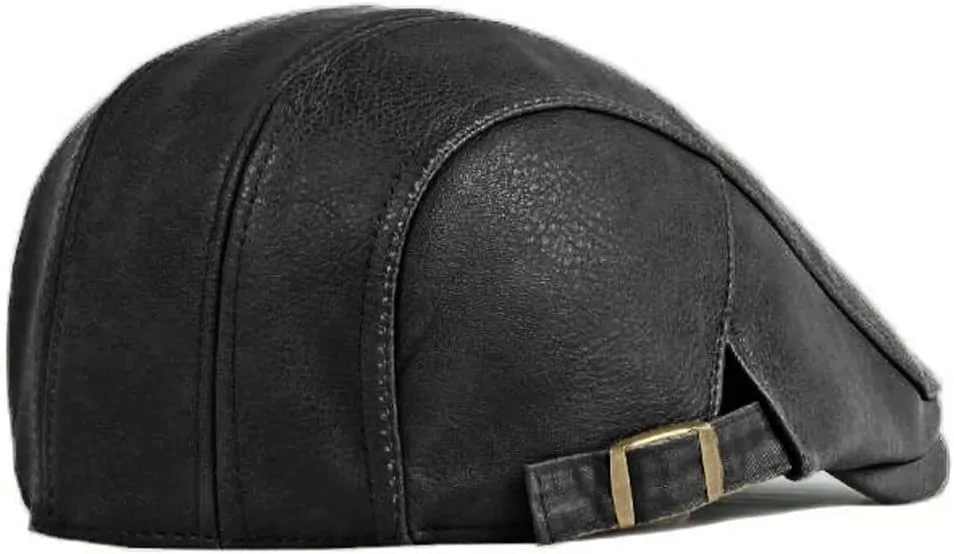 Newsboy Hats for Men Leather Ivy Flat Cap Gatsby Driving Cabbie Beret