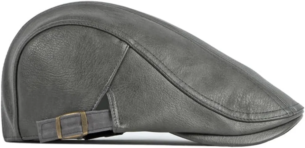 Newsboy Hats for Men Leather Ivy Flat Cap Gatsby Driving Cabbie Beret