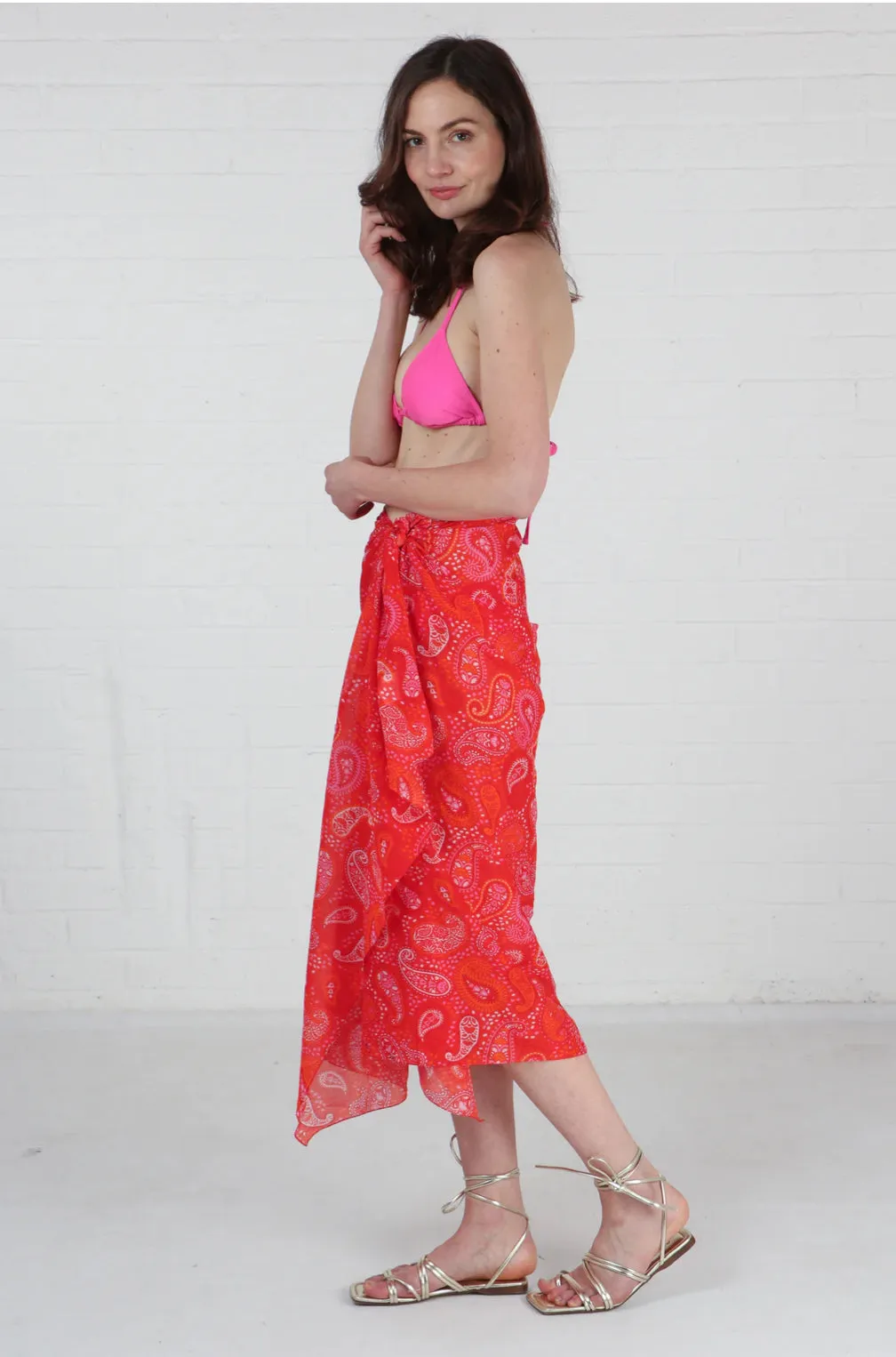 Paisley Print Sarong/Scarf | Red