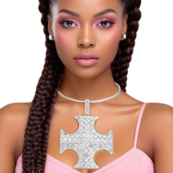 Pendant Stone Cross Pattee Necklace for Women