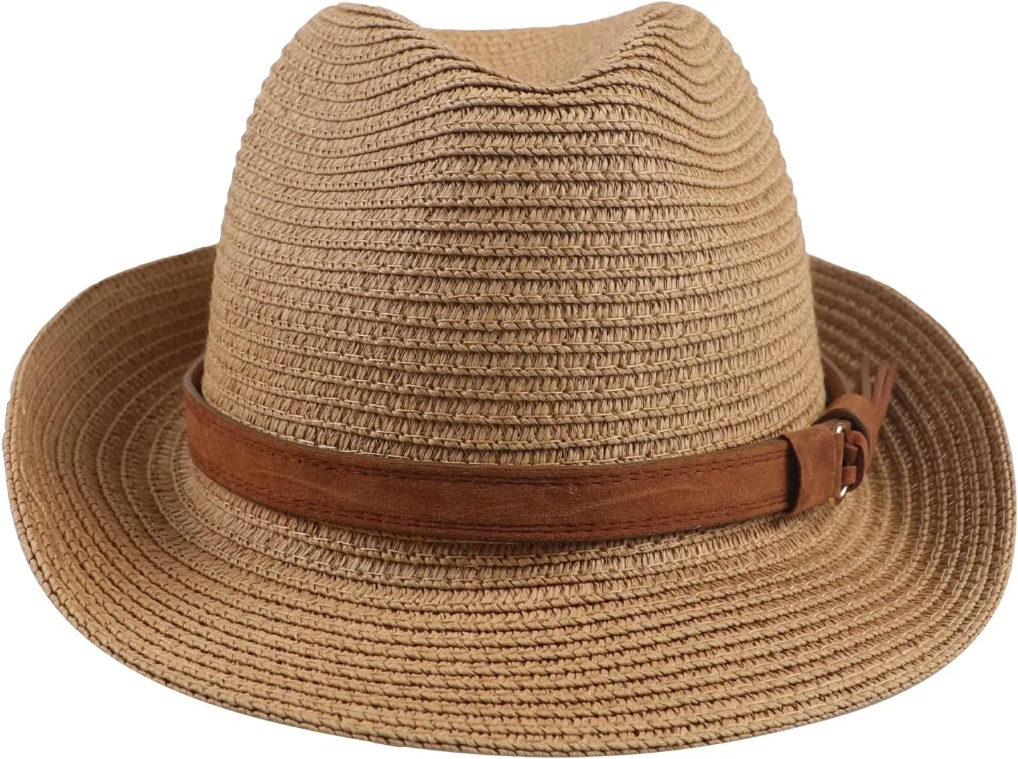 PURFUN Men Women Short Brim Fedora Hat Classic Jazz Trilby Hat Anti-UV UPF 50  Travel Beach Straw Sun Hats Dance Panama Hat