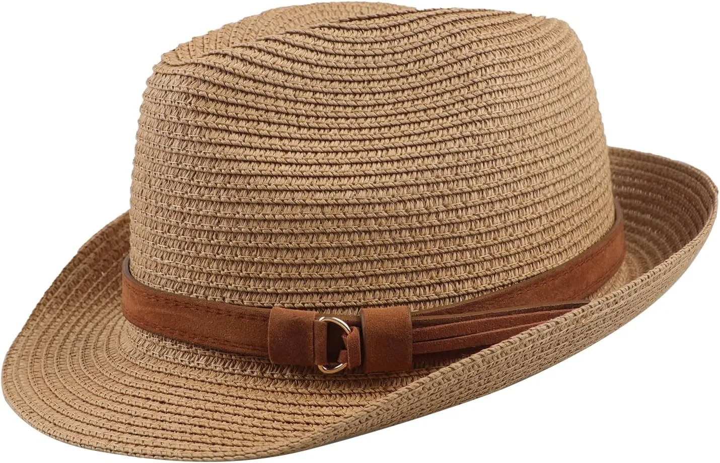 PURFUN Men Women Short Brim Fedora Hat Classic Jazz Trilby Hat Anti-UV UPF 50  Travel Beach Straw Sun Hats Dance Panama Hat