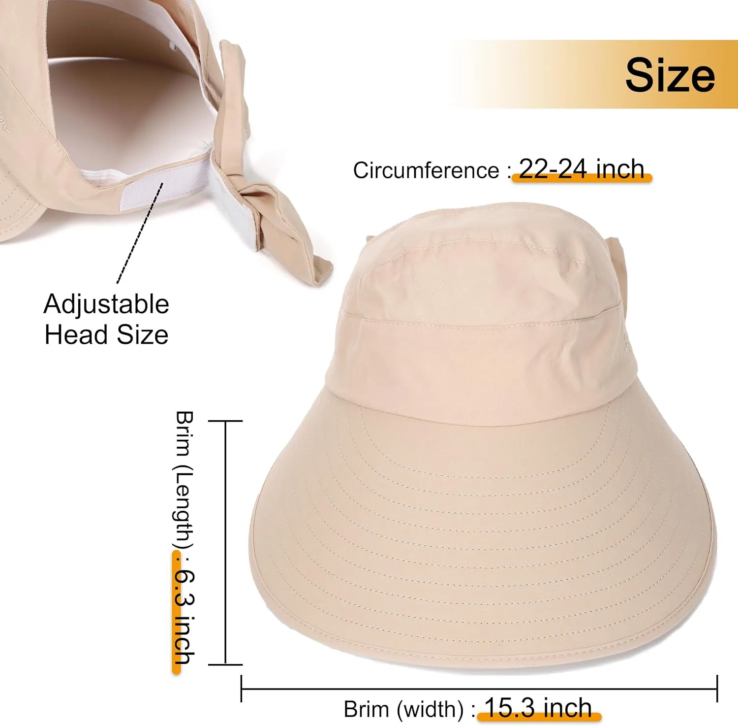 Sun Visor Hat for Women Wide Brim Ponytail Hole UV Protection Summer Cap Packable UPF 50  Travel Outdoor
