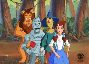 The Wizard of Oz (TV Series) Original Production Cel on Original Background: Dorothy, Tin Man, Cowardly Lion, Scarecrow