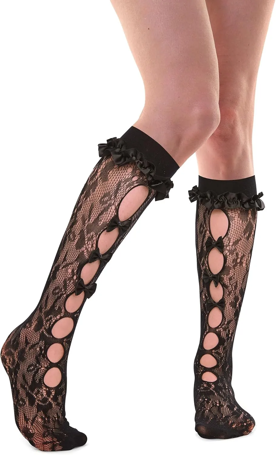 Violet Mist Ruffle Fishnet Ankle Socks for Women Teen Girls Cute Frilly Bows Lace Anklet Hollow Out Mesh Dress Crew Socks