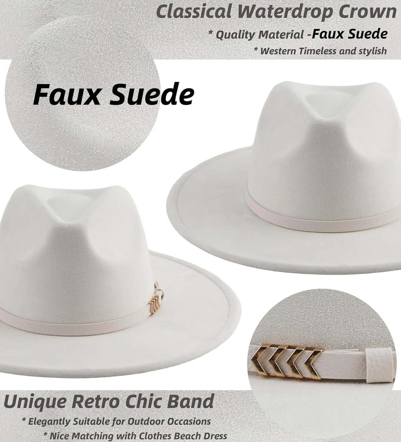 Wide Brim Fedora Hat for Men Women Big Rancher Felt Hat