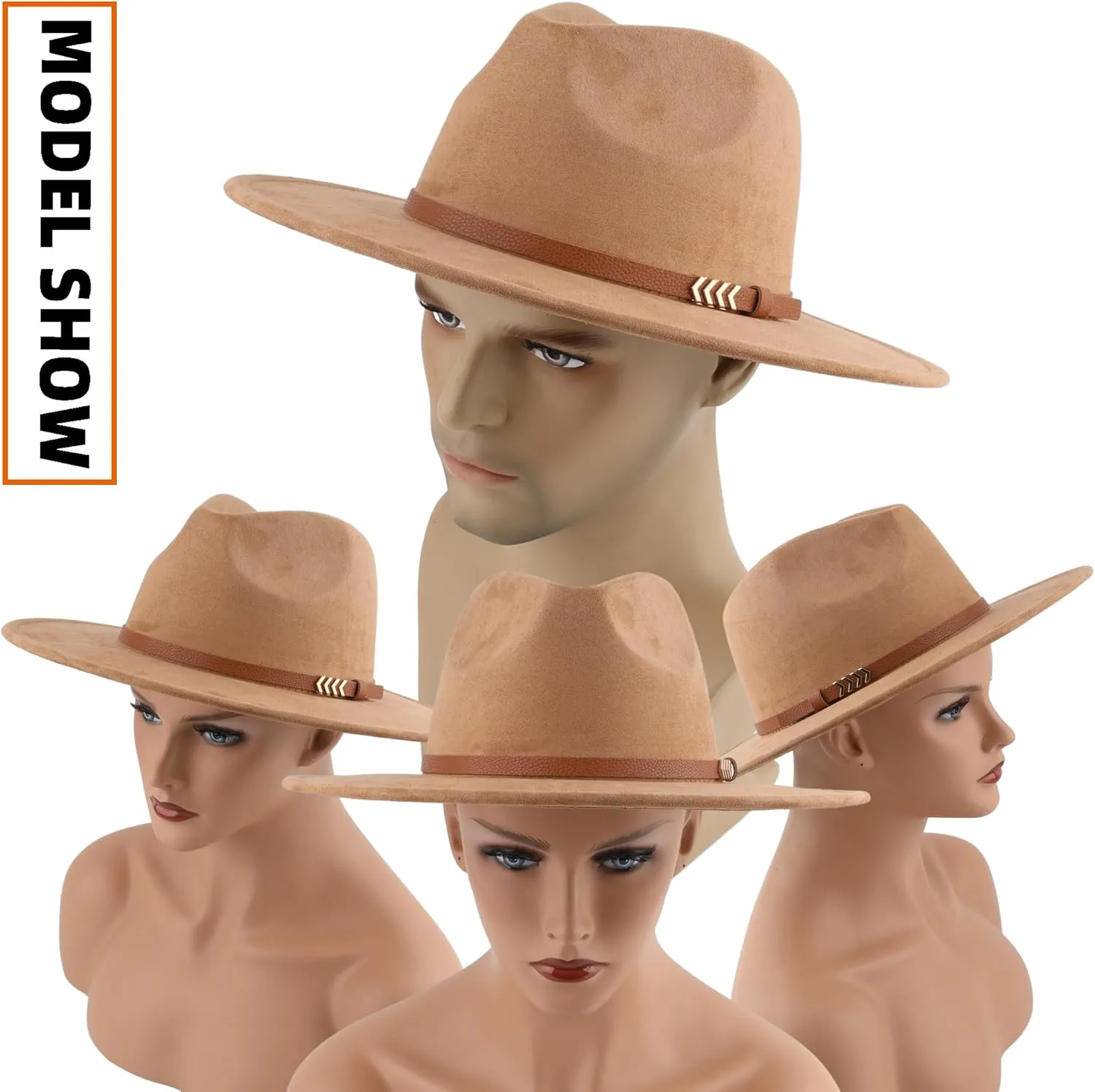 Wide Brim Fedora Hat for Men Women Big Rancher Felt Hat