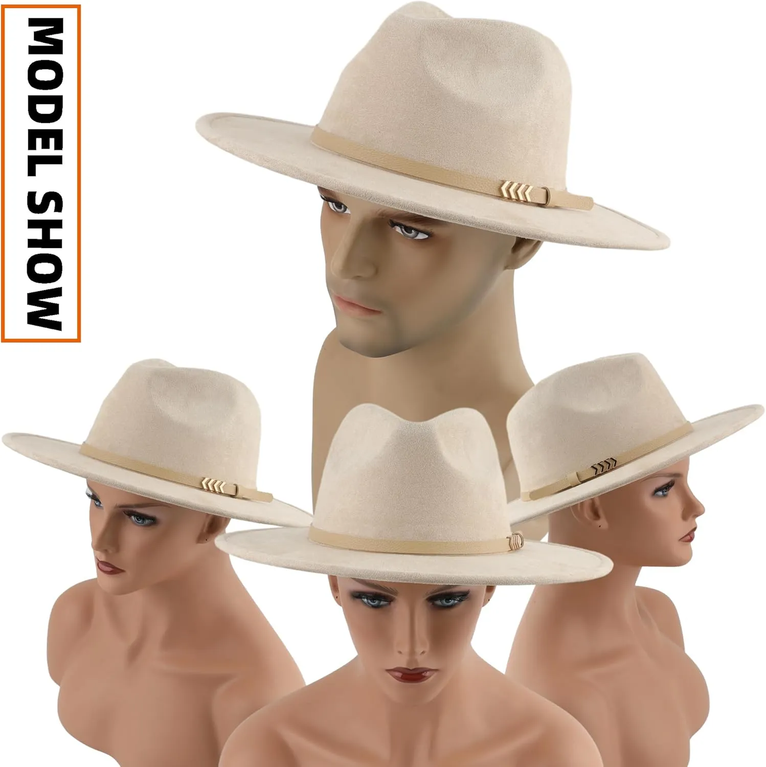Wide Brim Fedora Hat for Men Women Big Rancher Felt Hat