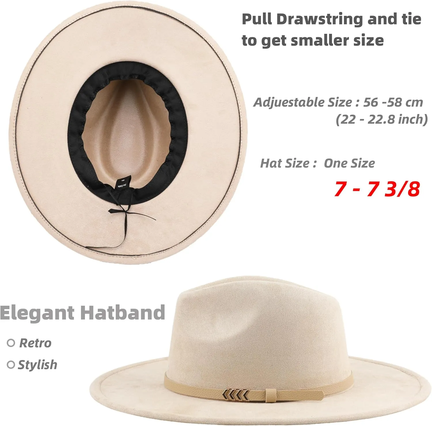 Wide Brim Fedora Hat for Men Women Big Rancher Felt Hat