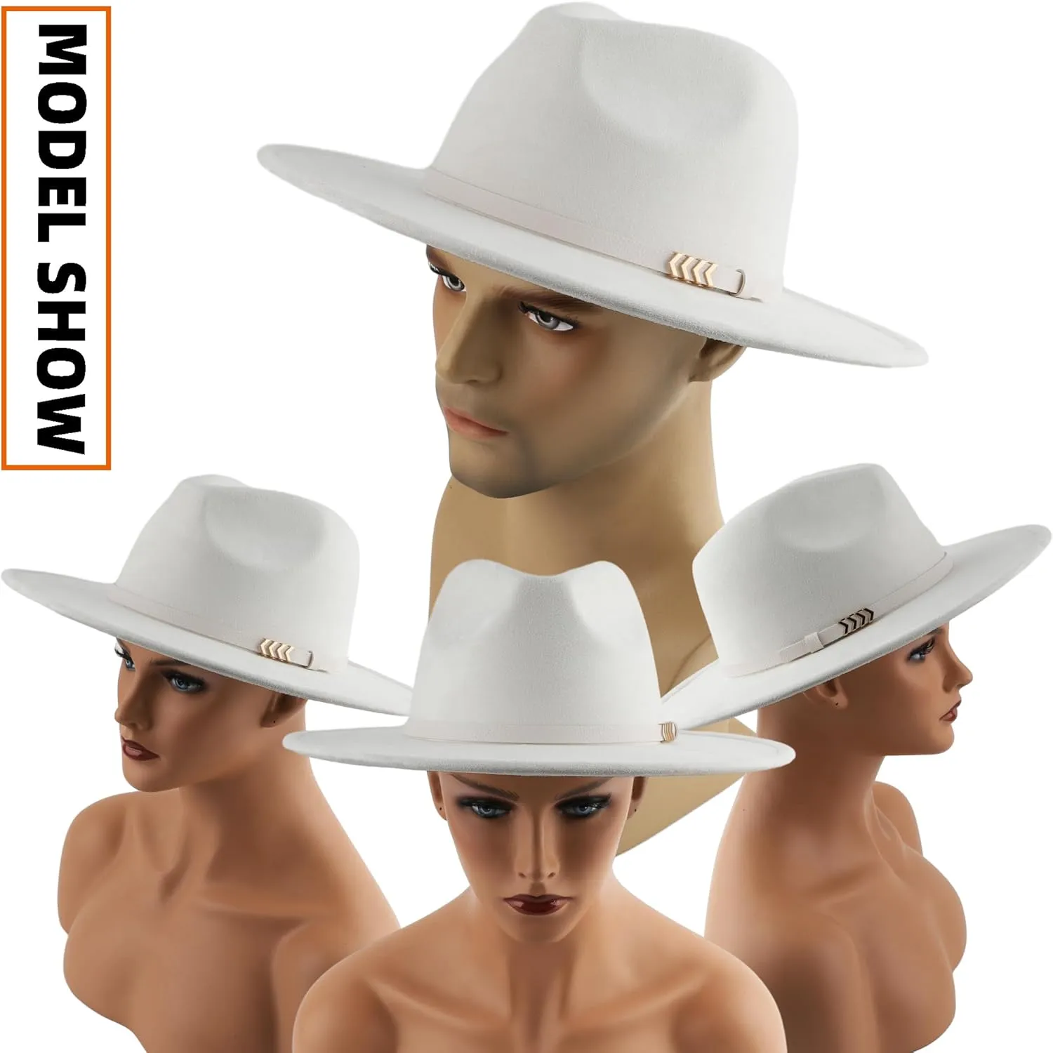 Wide Brim Fedora Hat for Men Women Big Rancher Felt Hat