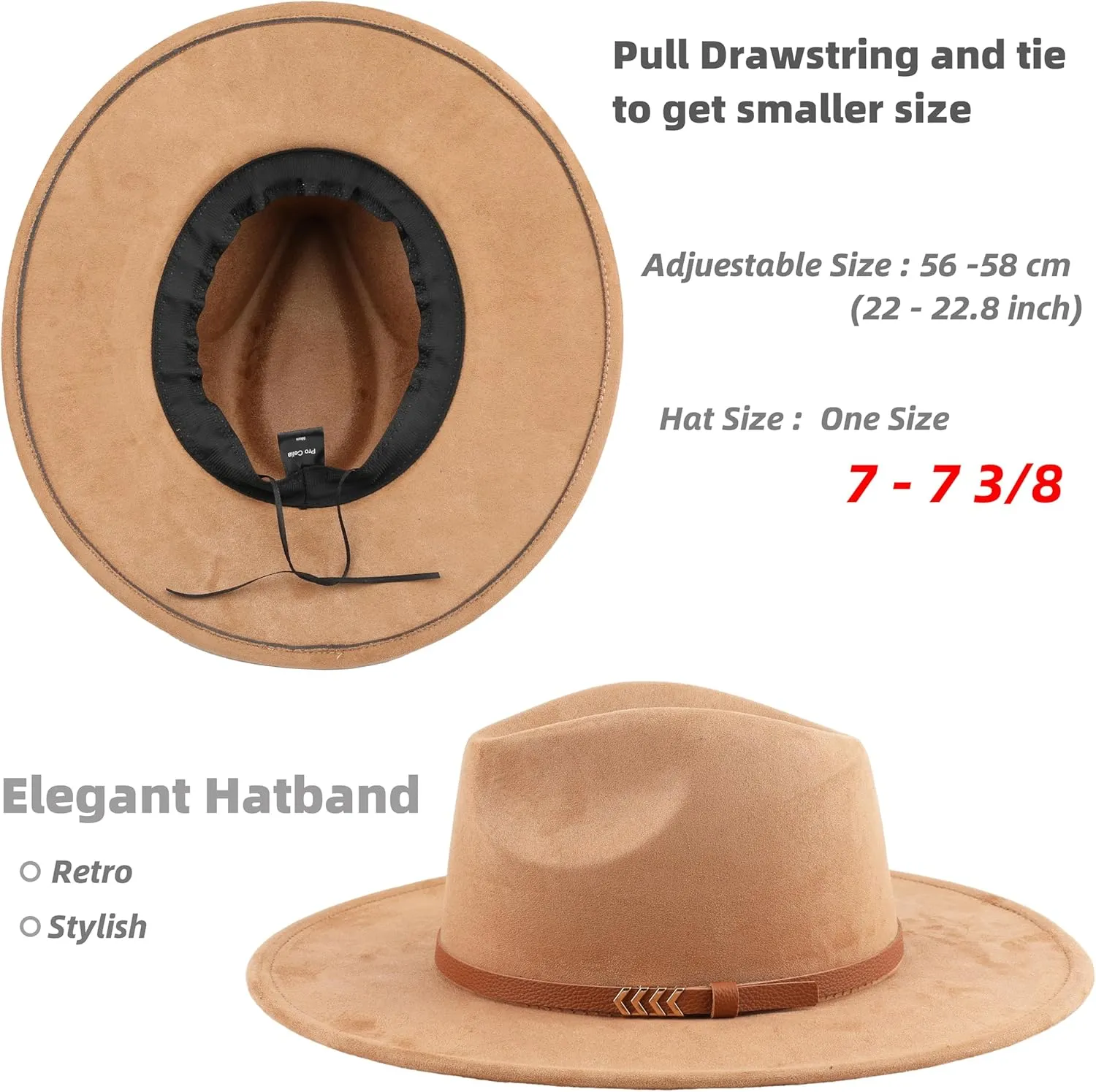 Wide Brim Fedora Hat for Men Women Big Rancher Felt Hat