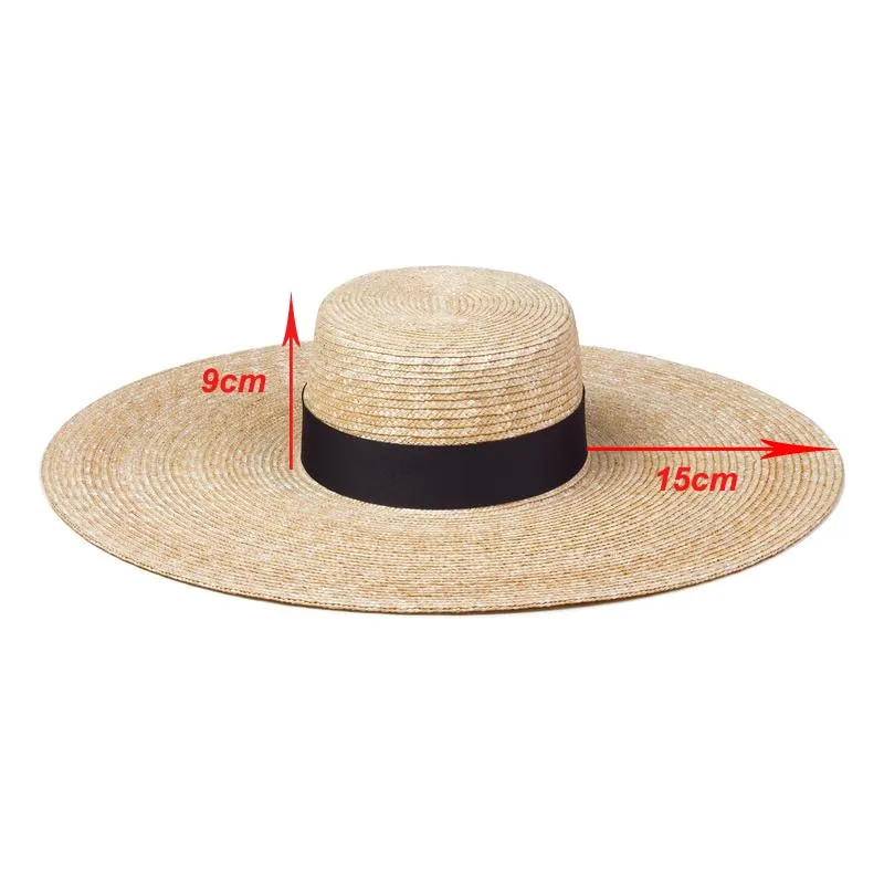 Wide Brim Hat With Black Ribbon
