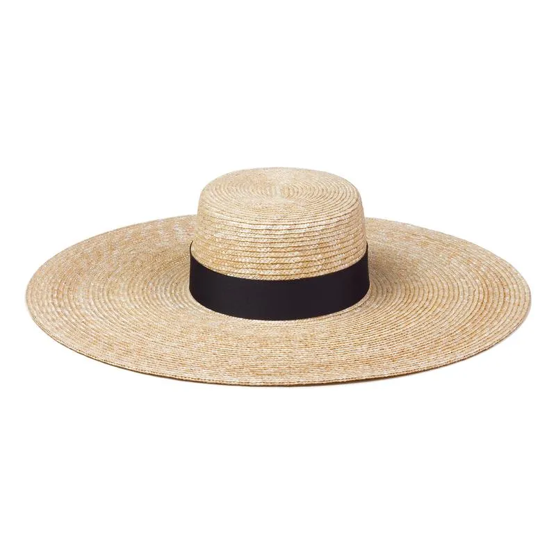 Wide Brim Hat With Black Ribbon