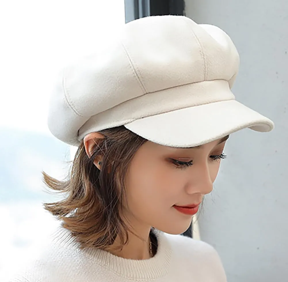 Womens 8 Panel Wool-Blend Newsboy-Cap Winter Cabbie Beret Cap Gatsby Ivy Painter Hat Pageboy Caps
