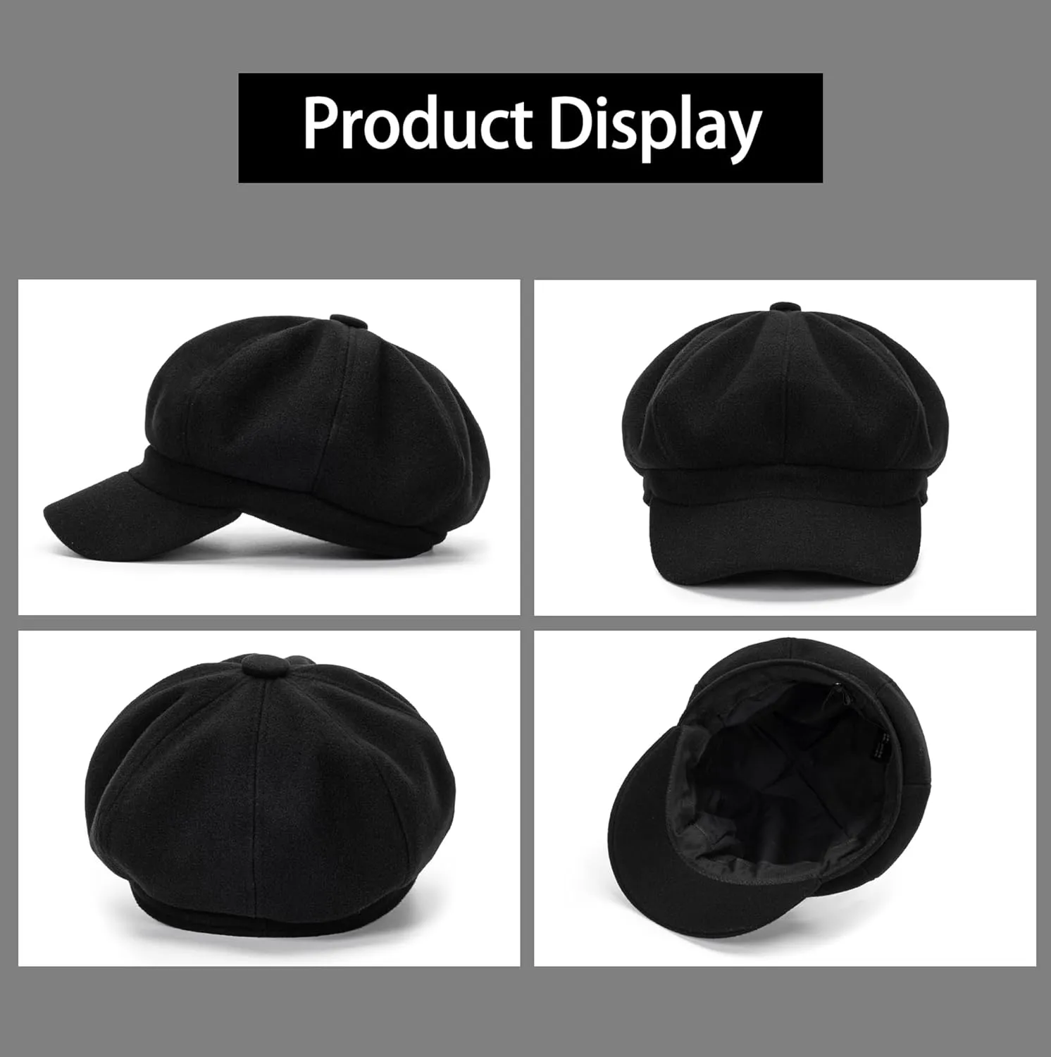 Womens 8 Panel Wool-Blend Newsboy-Cap Winter Cabbie Beret Cap Gatsby Ivy Painter Hat Pageboy Caps